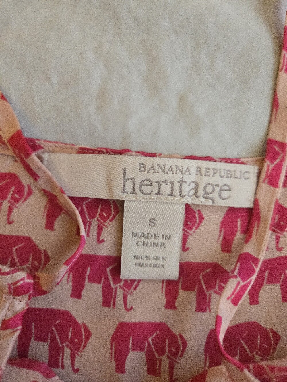Banana Republic Heritage Vintage Silk Pink Elephant Print Ruffle Tank Top Eb4 View 2
